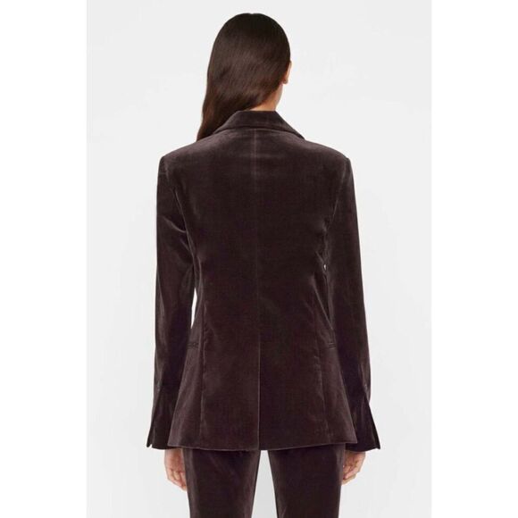 Frame Womens Brown Velvet Single Button Cotton Blazer NEW Jacket Modern Office - Picture 5 of 17